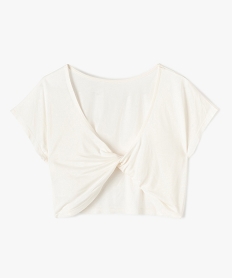 GEMO Tee-shirt fille crop top à dos ouvert jaune chine