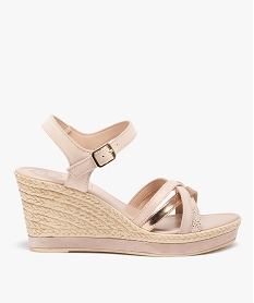 GEMO Sandales femme compensés et fines brides en cuir - Taneo Rose