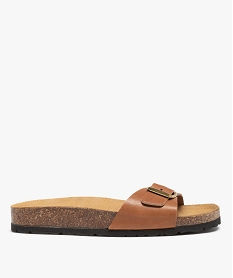 GEMO Mules femme à talon plat et bride ajustable en cuir Orange
