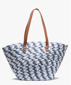 sac de plage femme en paille tressee bleu cabas - grand volumeC588201_1