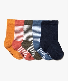 chaussettes a rayures bebe (lot de 5) bleu standard chaussettesC593501_1