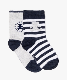 chaussettes bebe tige haute rayees - lulucastagnette (lot de 2) grisC599701_3