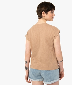 tee-shirt femme sans manches avec inscription pailletee beigeC614301_3