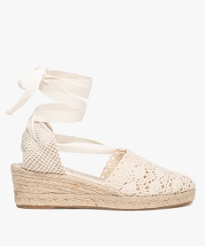 GEMO Sandales femme compensées dessus macramé uni Blanc