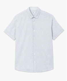 chemise homme a manches courtes a micro motifs blanc chemise manches courtesC619801_4
