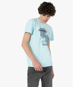tee-shirt homme a manches courtes avec motif estival bleu tee-shirtsC621001_2