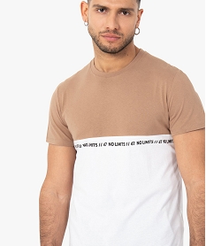 tee-shirt homme a manches courtes bicolore blanc tee-shirtsC621201_2