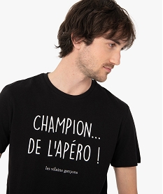 tee-shirt homme a manches courtes et message gemo x les vilains garcons noir tee-shirtsC621401_2