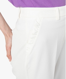 pantalon femme en toile avec fausses poches a volant beige pantalonsC621901_2