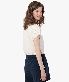 tee-shirt femme sans manches avec inscription pailletee beigeC623001_3