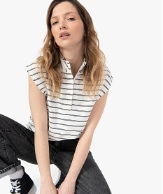 GEMO Tee-shirt femme sans manches à rayures - LuluCastagnette Imprimé