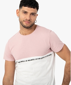 tee-shirt homme a manches courtes bicolore rose tee-shirtsC627601_2