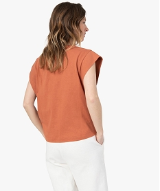 tee-shirt femme sans manches avec motif sur le buste brun t-shirts manches courtesC629001_3