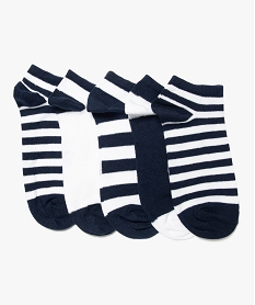 GEMO Chaussettes garçon bicolores ultra-courtes (lot de 5) Bleu