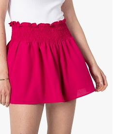 short femme ample avec taille smockee rose shortsC637401_2