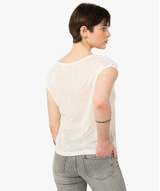 tee-shirt femme sans manches en maille a motifs brillants beige t-shirts manches courtesC637701_3