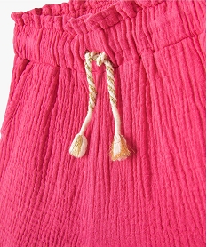 short fille en double gaze de coton a taille haute elastiquee rose shortsC645201_2