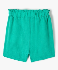 short fille en double gaze de coton a taille haute elastiquee vert shortsC645301_3