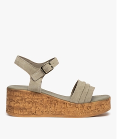 GEMO Sandales femme dessus cuir suédé plissé - Tanéo marron fonce