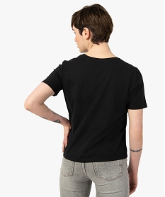 tee-shirt femme a manches courtes avec poche poitrine brodee noir t-shirts manches courtesC647701_3