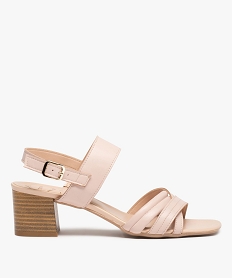 GEMO Sandales femme à talon rainuré et dessus cuir uni - Tanéo Rose