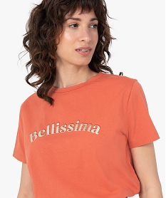 tee-shirt femme a manches courtes avec inscription orange t-shirts manches courtesC649801_2