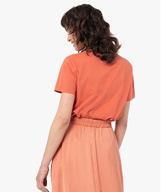 tee-shirt femme a manches courtes avec inscription orange t-shirts manches courtesC649801_3