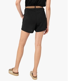 short femme en maille fluide avec ceinture imprimee noir shortsC654801_3
