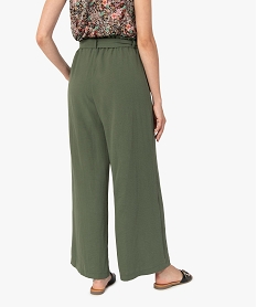 pantalon femme en maille fluide avec ceinture ton sur ton vert pantalonsC655001_3