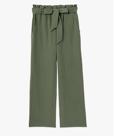 pantalon femme en maille fluide avec ceinture ton sur ton vert pantalonsC655001_4
