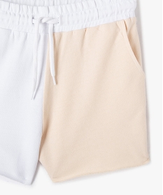 short fille en maille bicolore avec ceinture elastiquee beige shortsC658701_2