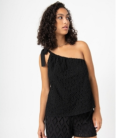 GEMO Blouse femme sans manche coupe asymétrique noir standard