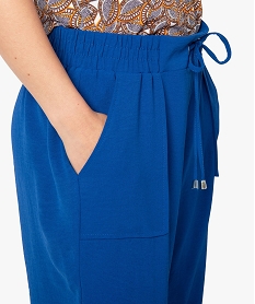 pantalon femme fluide coupe ample resserree dans le bas bleuC665601_2