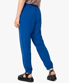 pantalon femme fluide coupe ample resserree dans le bas bleu pantalons fluidesC665601_3