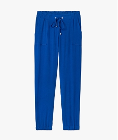 pantalon femme fluide coupe ample resserree dans le bas bleu pantalons fluidesC665601_4