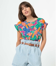 tee-shirt femme imprime a manches courtes multicolore t-shirts manches courtesC666101_2