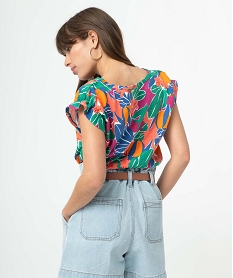 tee-shirt femme imprime a manches courtes multicoloreC666101_3