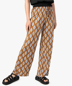 pantalon femme imprime en maille extensible avec ceinture elastiquee imprime pantalonsC670801_2
