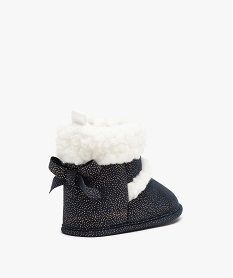 chaussons bebe fille boots pailletees a col sherpa bleuC710801_4