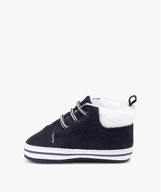 chaussons de naissance bebe garcon en velours uni bleu chaussures de naissanceC711501_3