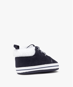 chaussons de naissance bebe garcon en velours uni bleu chaussures de naissanceC711501_4