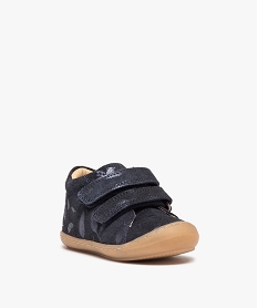 chaussures bebe fille en cuir a scratch details vernis - na! bleuC711701_2