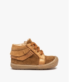 GEMO Chaussures premiers pas bébé fille dessus cuir à franges – NA! marron standard
