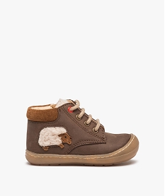 chaussures bebe garcon dessus cuir motif mouton - na! brunC712601_1