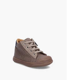 baskets bebe garcon mid-cut dessus cuir a lacets et zip - na! brun baskets et tennisC714401_2