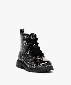 boots bebe fille vernies et pailletees fermeture zip noir bottes et chaussures montantesC715001_2