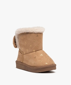 boots fourrees bebe fille en textile suede - lulucastagnette beigeC715901_2