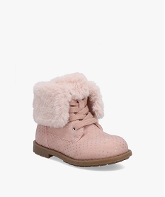 boots bebe fille a motifs etoiles et col fourre roseC716001_2