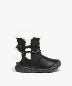GEMO Bottes bébé fille fourrées avec pompons décoratifs noir vif