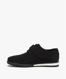 derbies garcon unis en toile fermeture scratch noir chaussures bassesC716201_3